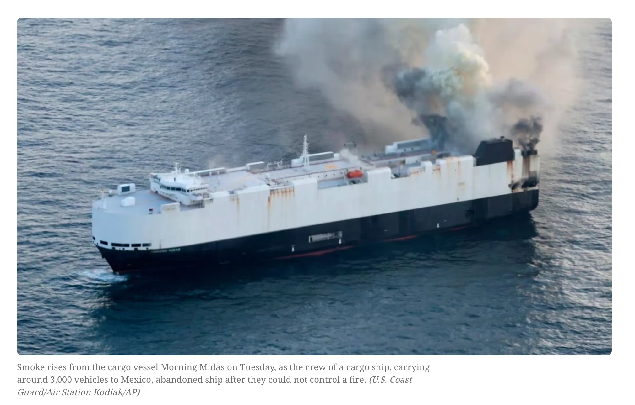 2025 年 6 月 5 日新聞,運輸船沈沒帶走了 3,000 輛汽車