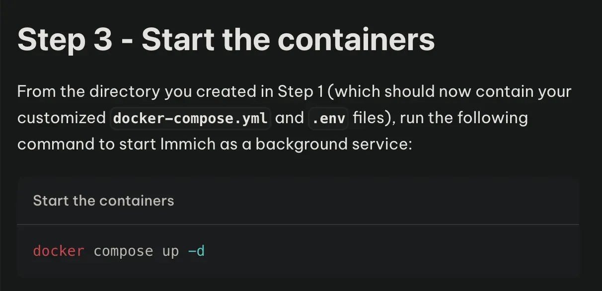 最後一條命令是 docker compose up