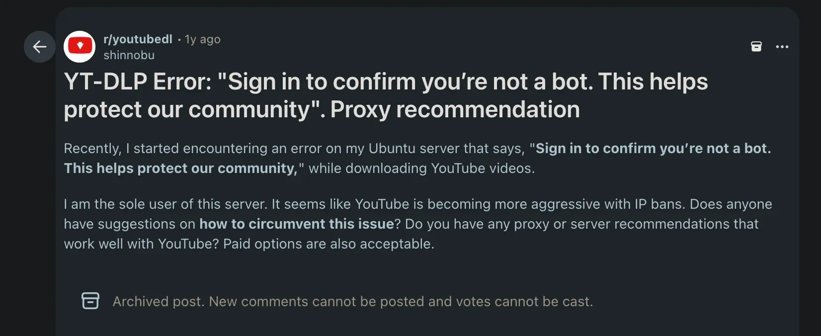 YouTube 會阻止未登入的 yt-dlp 請求
